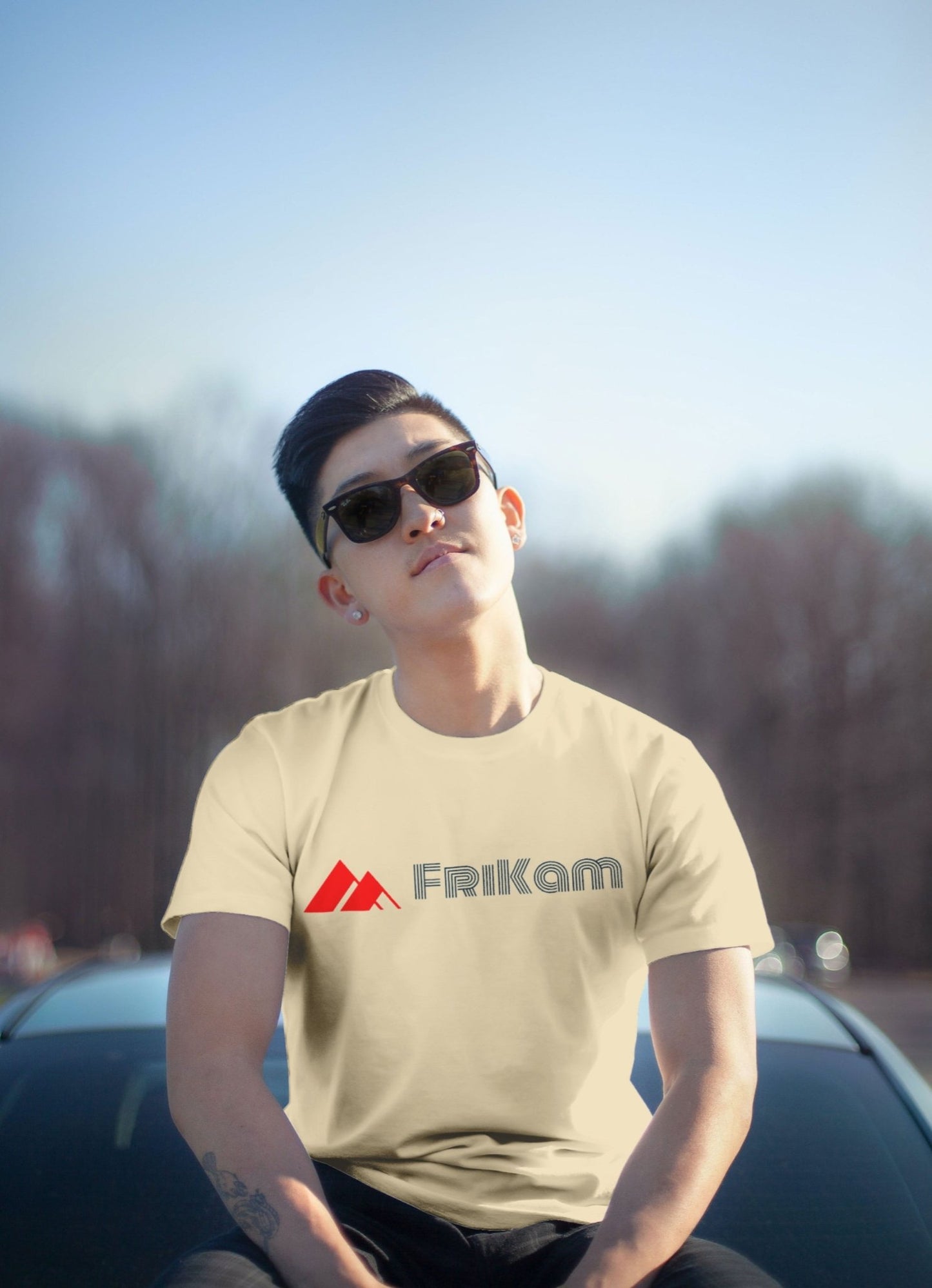 Premium Cotton T-Shirt (Beige) - FriKam