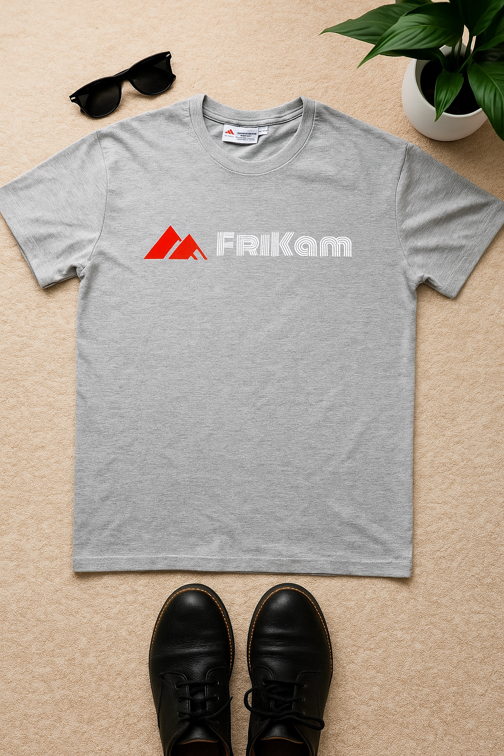 Premium Cotton T-Shirt (Light Gray) - FriKam