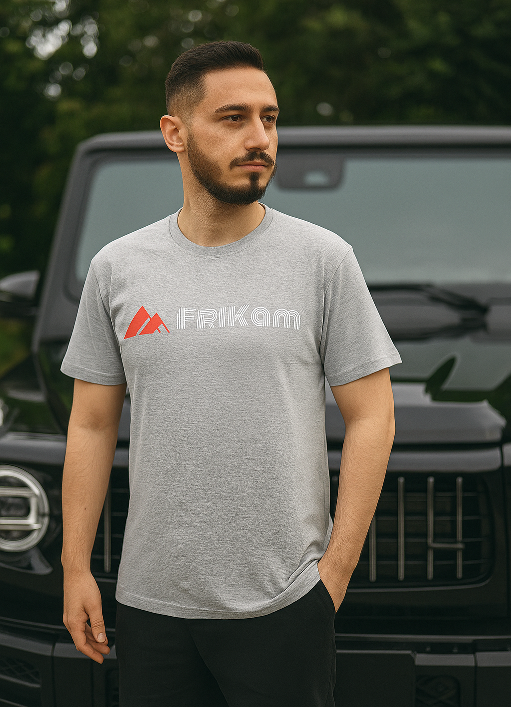 Premium Cotton T-Shirt (Light Gray) - FriKam